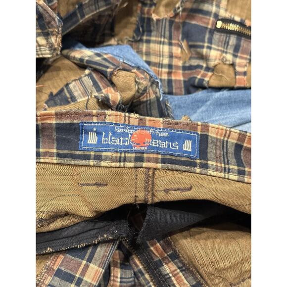 Blackmeans Shredded boro patchwork plaid cropped cargo denim - Picture 12 of 14